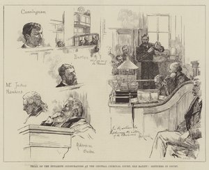Dinamit Komplocularının Merkez Ceza Mahkemesinde Yargılanması, Old Bailey, Mahkemede Eskizler